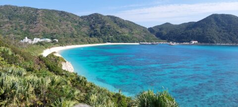 View across the bay of Tokashiku beach in Okinawa