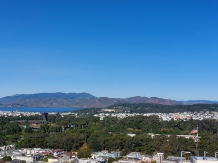 View at the Golden Gate Bridge from the UCSF campus rooftop